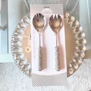 🤍 RHINESTONE BLING Salad Server Set NEW